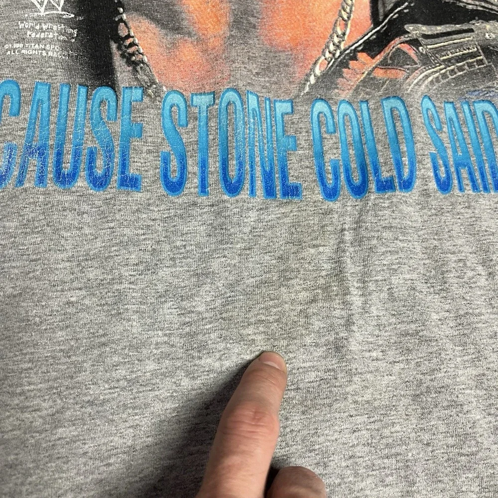Stone Cold Steve Austin 2XL Gray Long Sleeve Vintage 90s Wrestling Tee